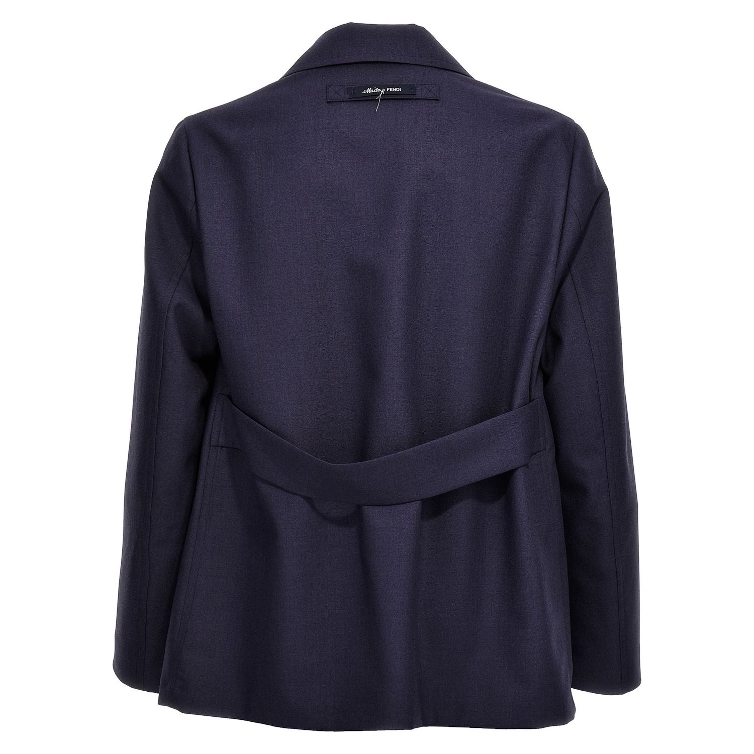 Fendi Blue Virgin Wool Full-Length Jacket