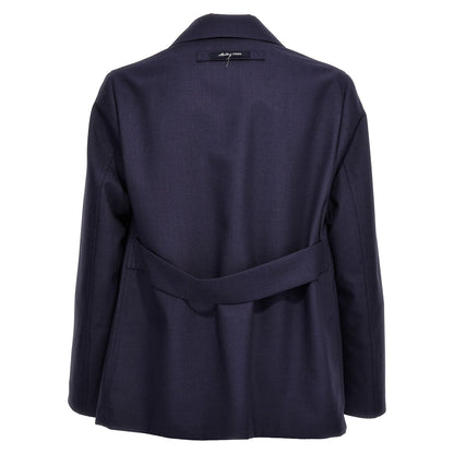 Fendi Blue Virgin Wool Full-Length Jacket