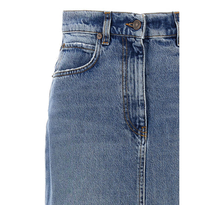 Fortela Blue Cotton Mini Skirt