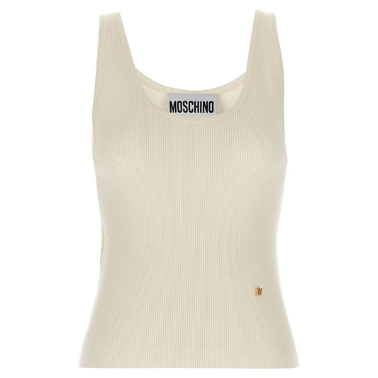 Moschino White Virgin Wool Sleeveles T-Shirt