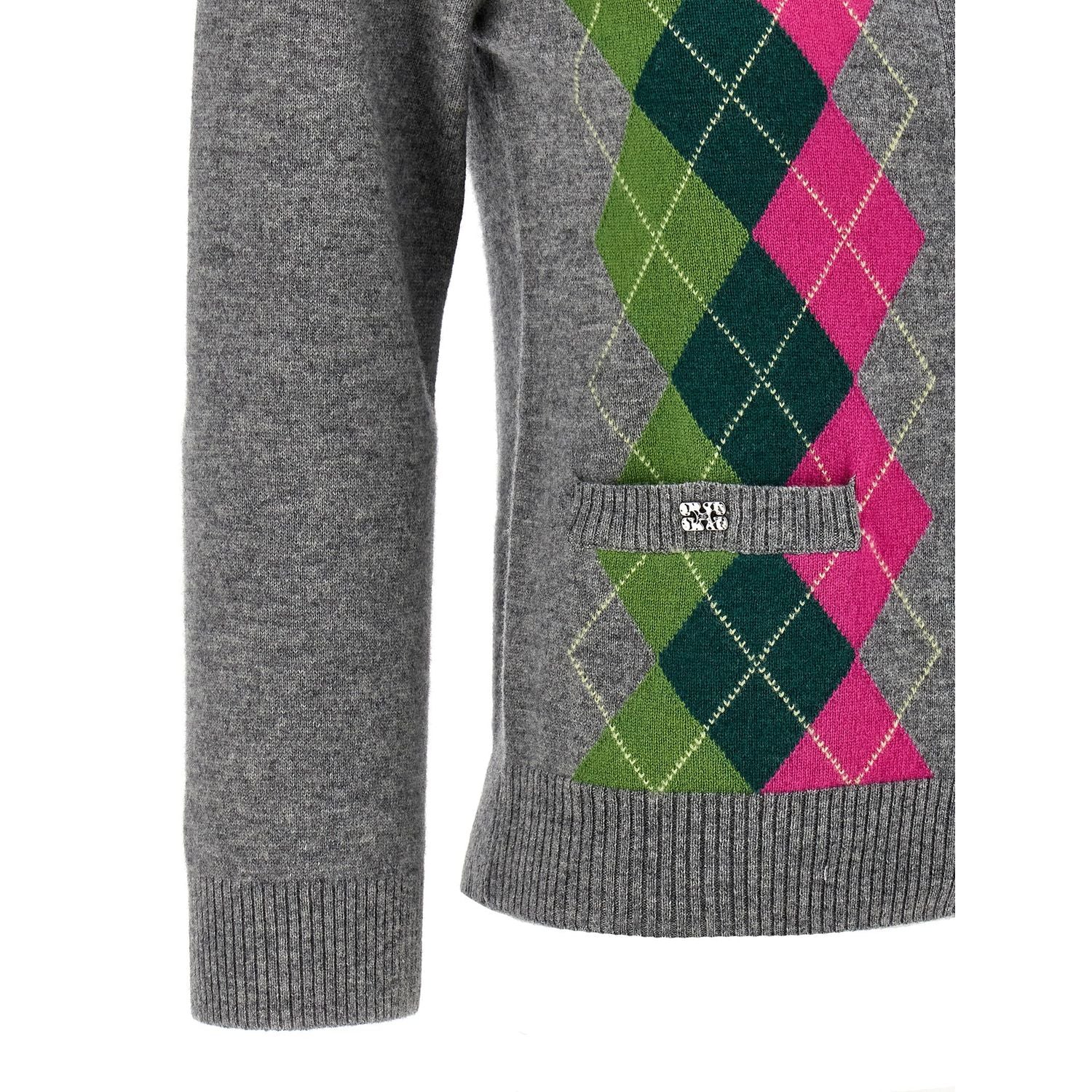 Ganni Gray Merino Wool Cardigan