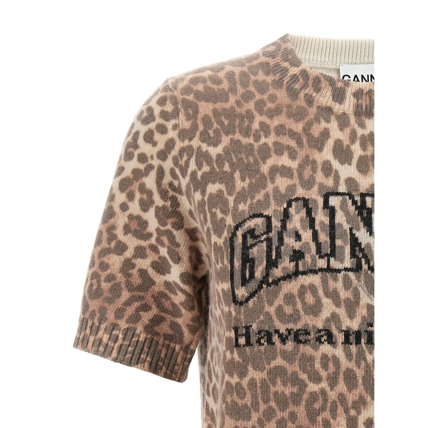 Ganni Brown Wool T-Shirt