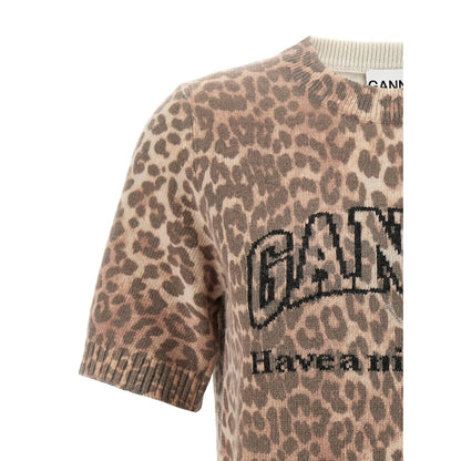 Ganni Brown Wool T-Shirt