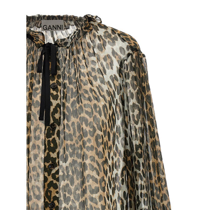 Ganni Brown Viscose Blouse