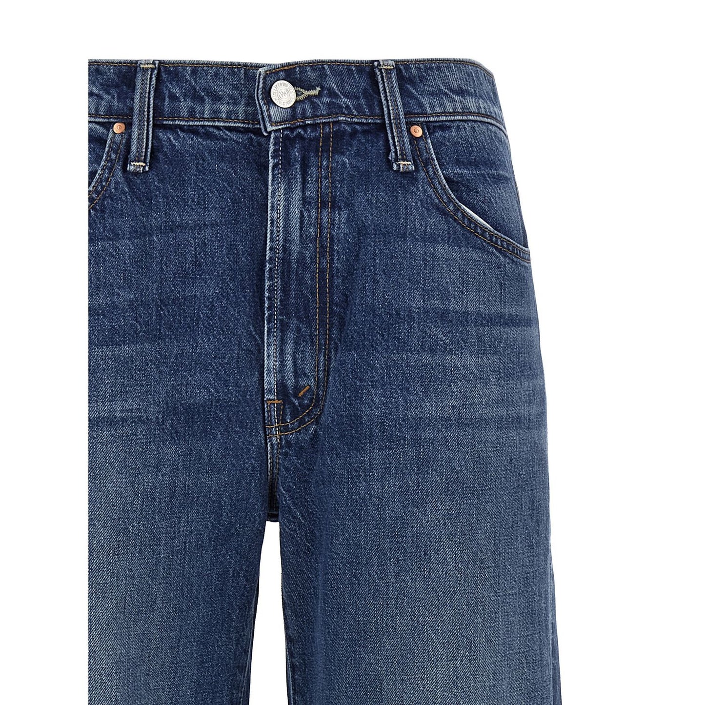 Mother Denim Blue Cotton Flared Jeans