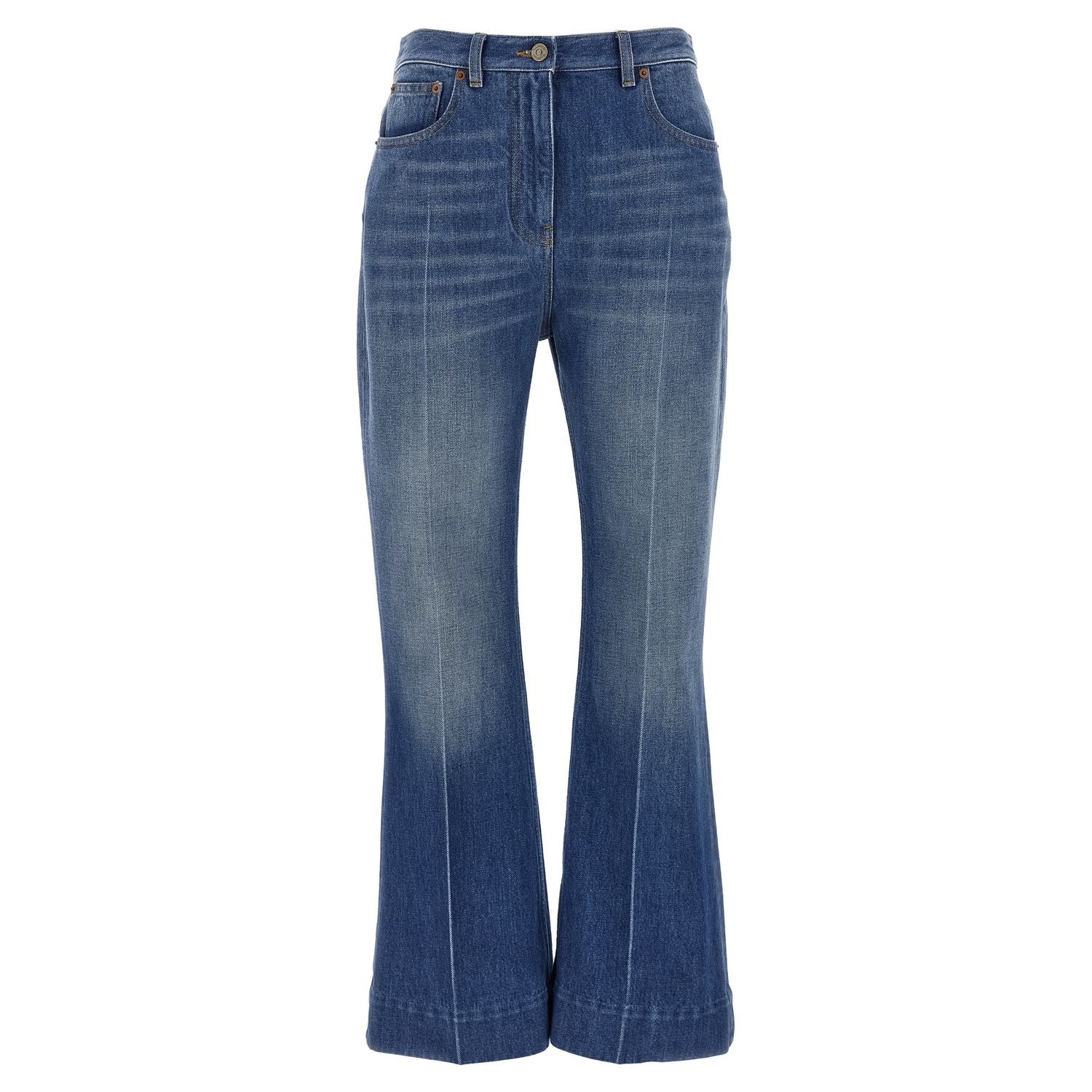 Valentino Garavani Blue Cotton Flared Jeans