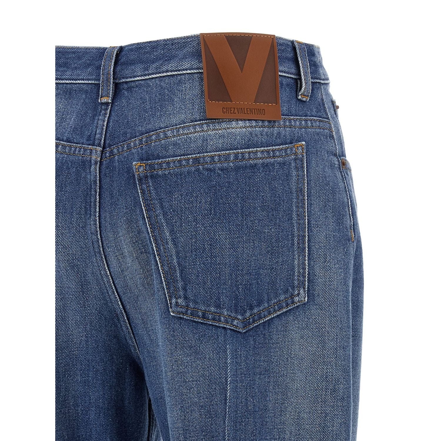 Valentino Garavani Blue Cotton Flared Jeans