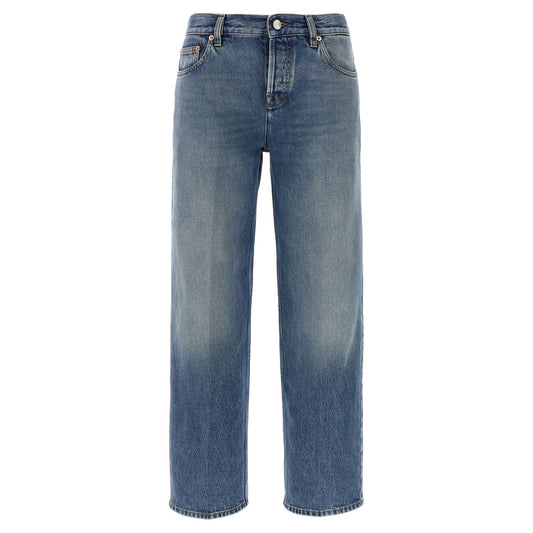Gucci Blue Cotton Straight-Leg Jeans