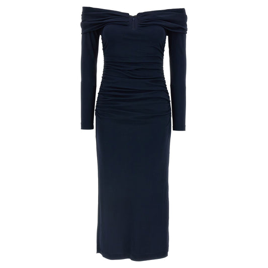 Carolina Herrera Blue Marabou Midi Dress