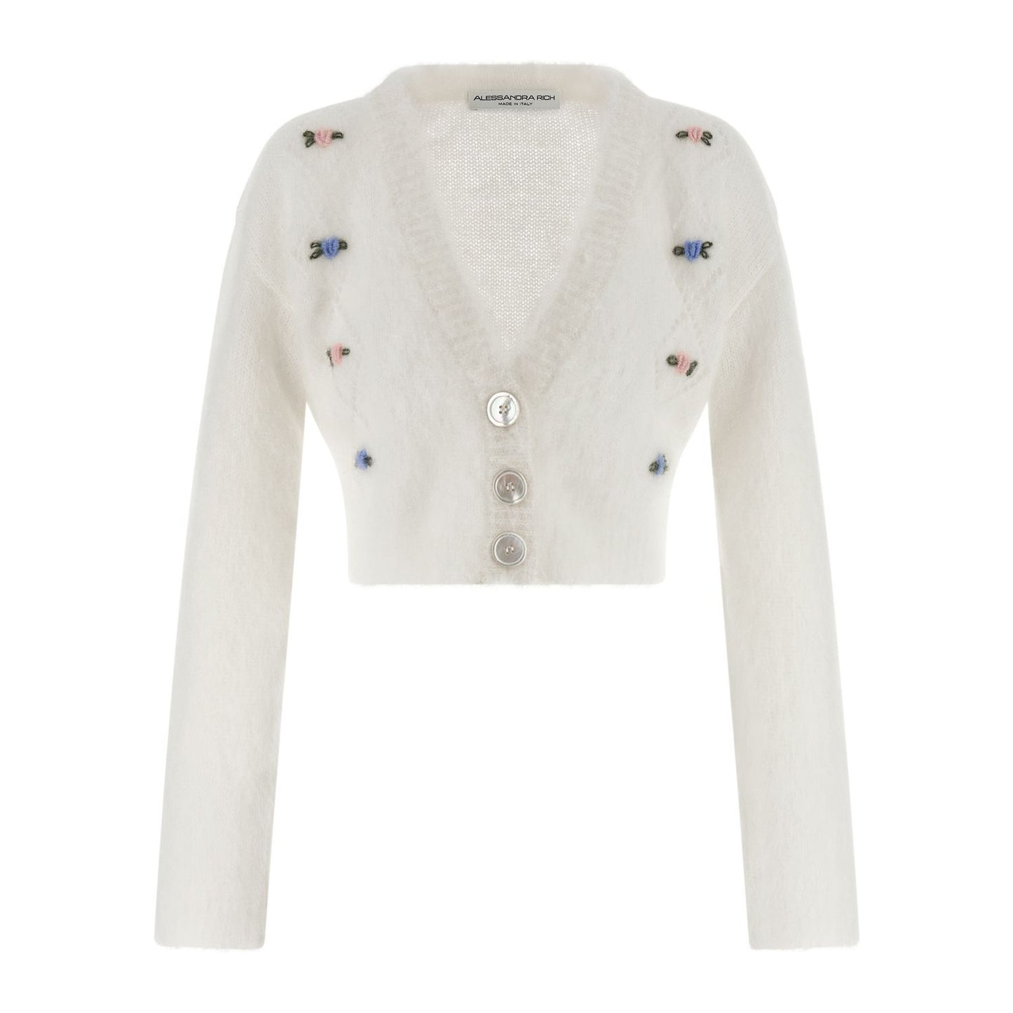 Alessandra Rich White Wool Cardigan