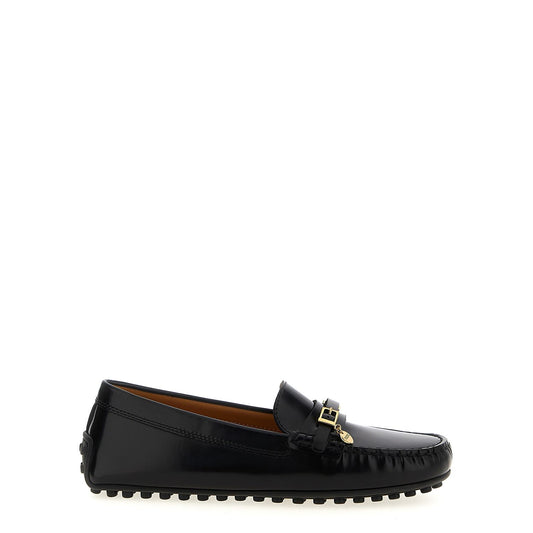 Tod's Black Calfskin Slip-On Loafers
