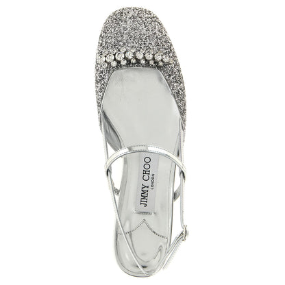 Jimmy Choo Silver Tencel Ballet Flats
