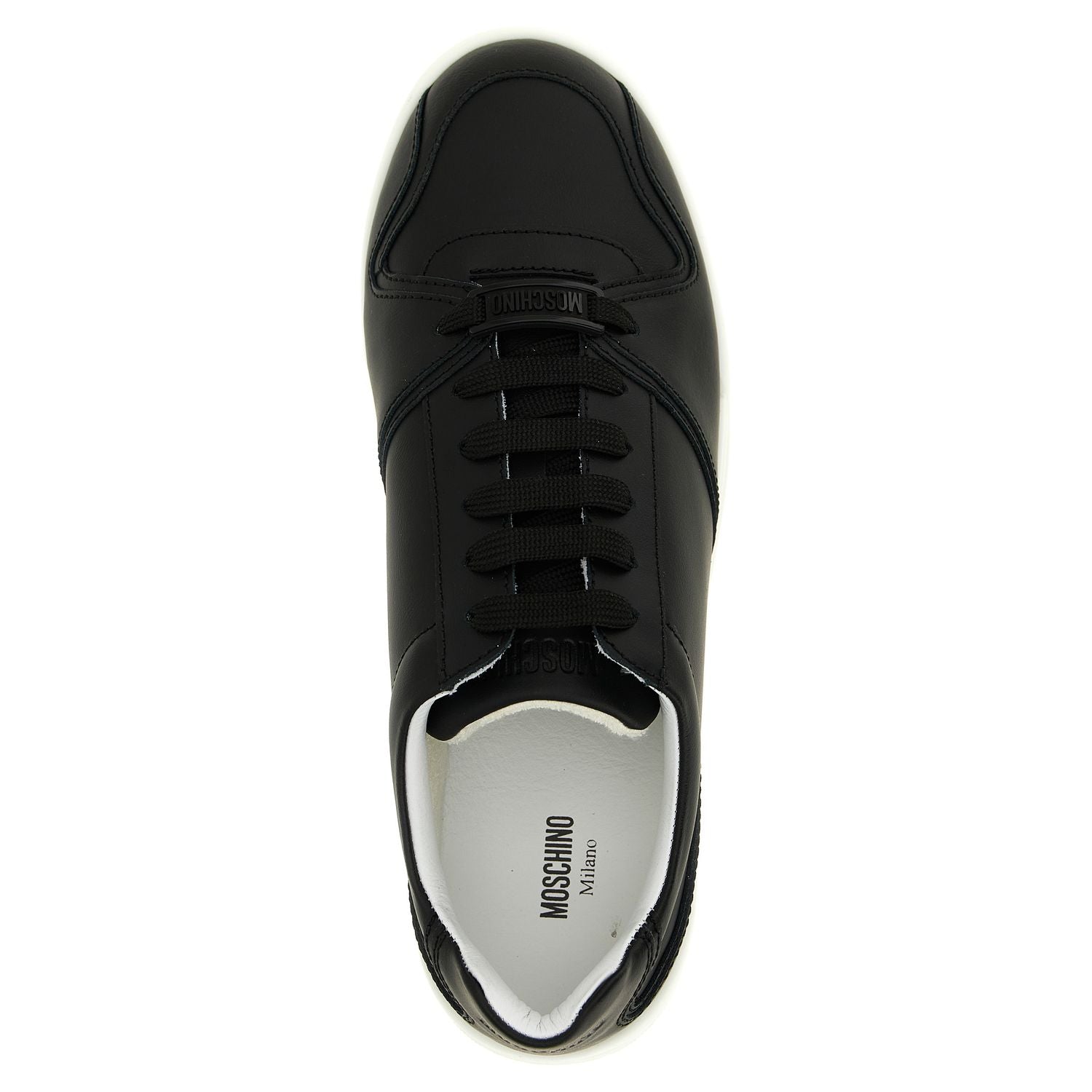 Moschino Black Leather Low Top Sneakers
