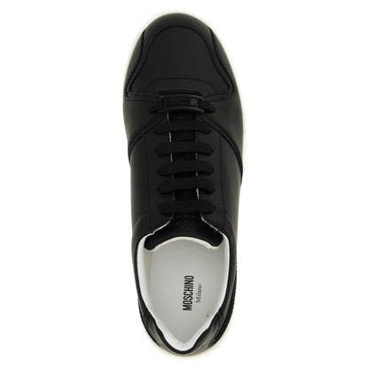 Moschino Black Leather Low Top Sneakers