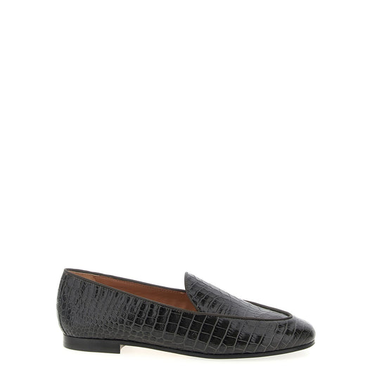 Aquazzura Black Calfskin Slip-On Loafers