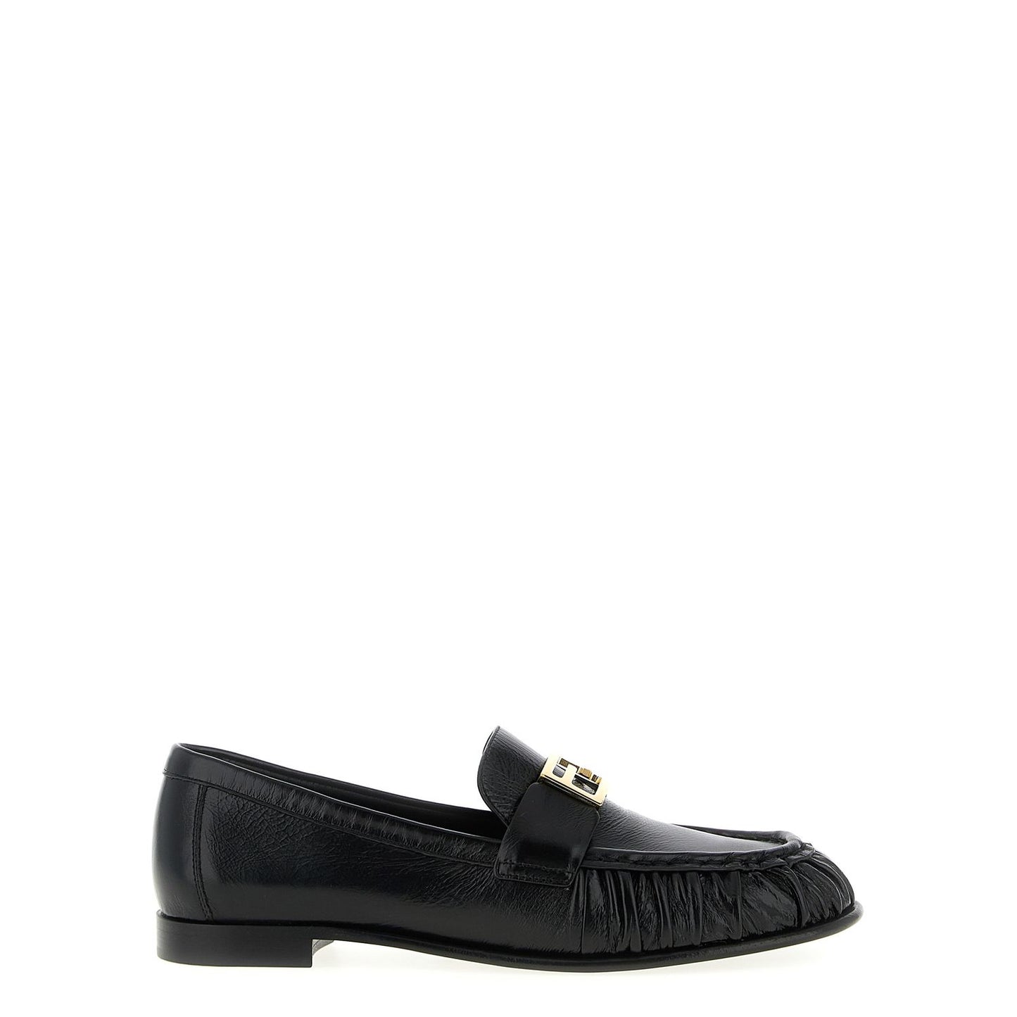 Fendi Black Lamb Leather Slip-On Loafers