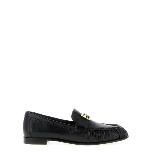 Fendi Black Lamb Leather Slip-On Loafers