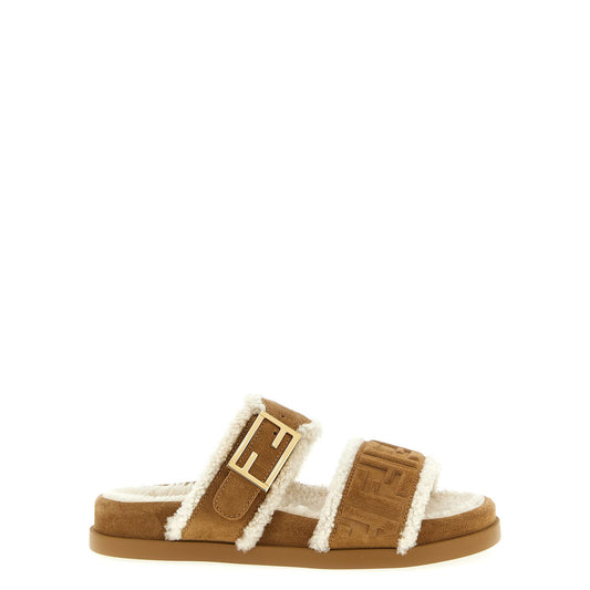 Fendi Beige Calfskin Slides