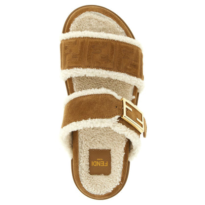 Fendi Beige Calfskin Slides