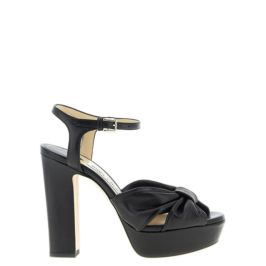Jimmy Choo Black Leather Stiletto Heel Sandals