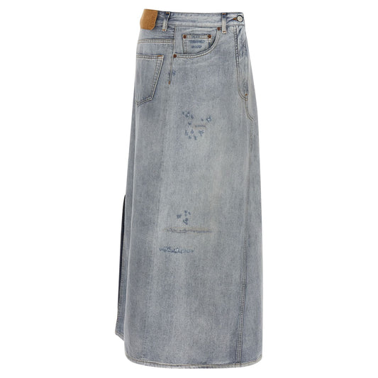 MM6 Maison Margiela Blue Cotton Mini Skirt
