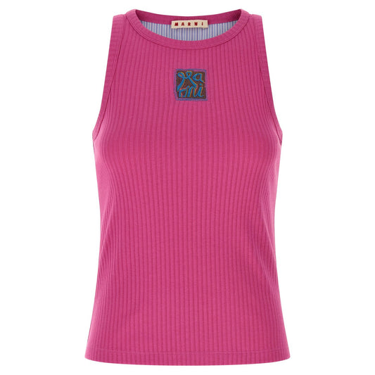 Marni Fuchsia Cotton Sleeveles T-Shirt