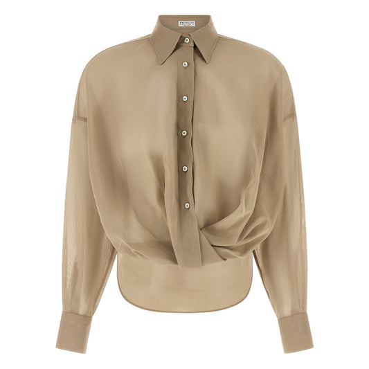 Brunello Cucinelli Beige Cotton Blouse