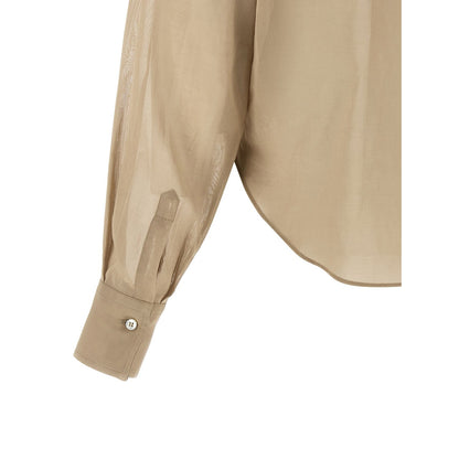 Brunello Cucinelli Beige Cotton Blouse