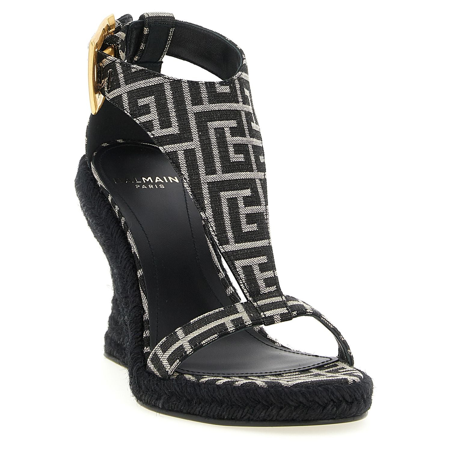 Balmain Black Polyester Wedge Sandals