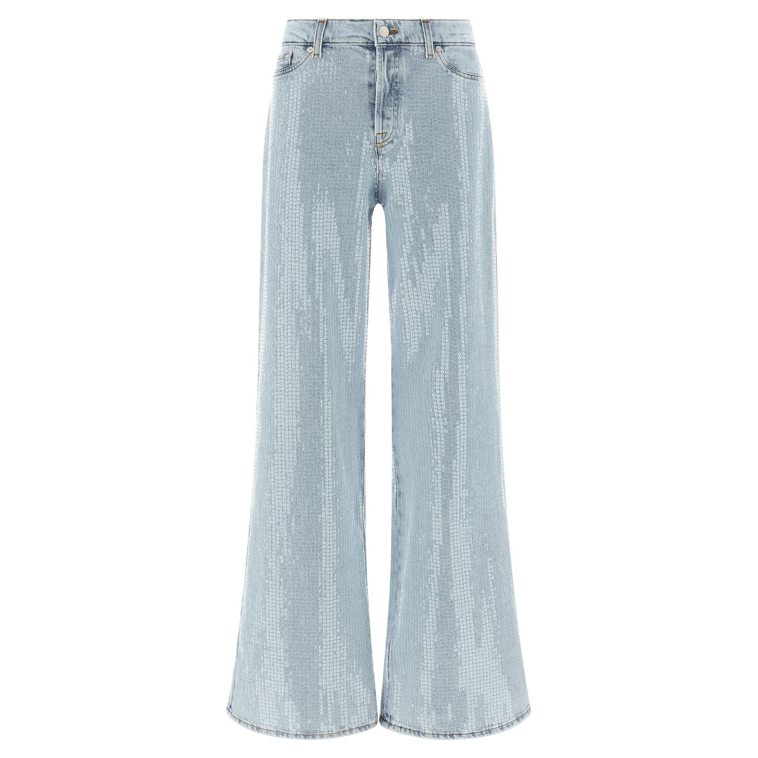 7 For All Mankind Blue Cotton Flared Jeans