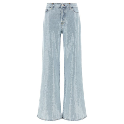 7 For All Mankind Blue Cotton Flared Jeans