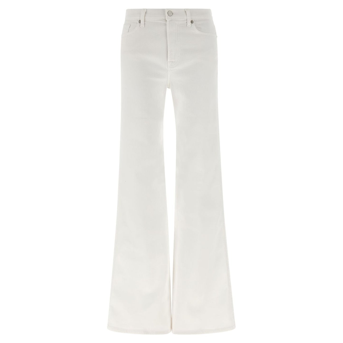 7 For All Mankind White Cotton Flared Jeans