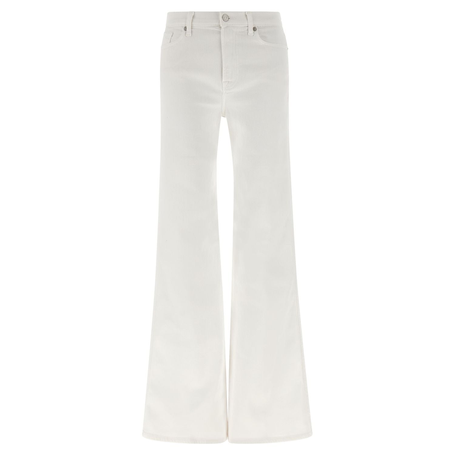 7 For All Mankind White Cotton Flared Jeans