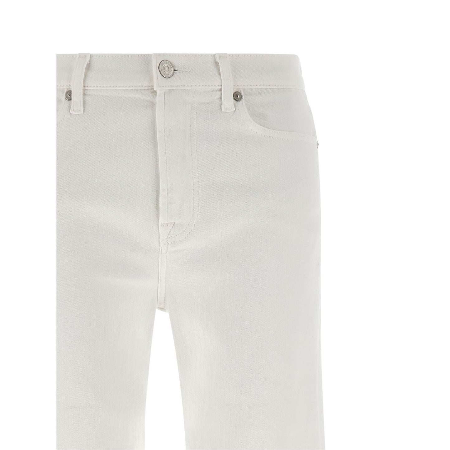 7 For All Mankind White Cotton Flared Jeans