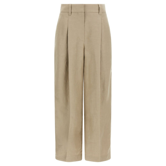 Brunello Cucinelli Beige Linen Casual Pants