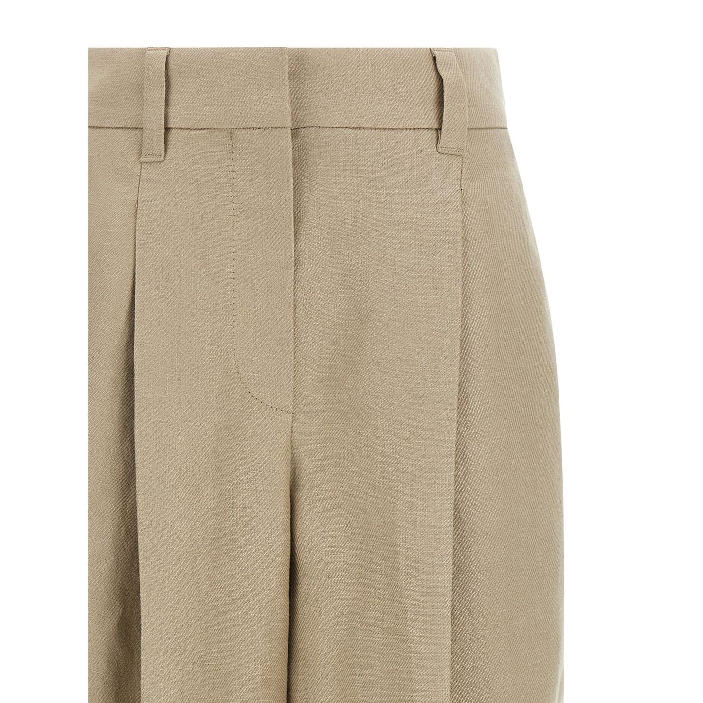 Brunello Cucinelli Beige Linen Casual Pants