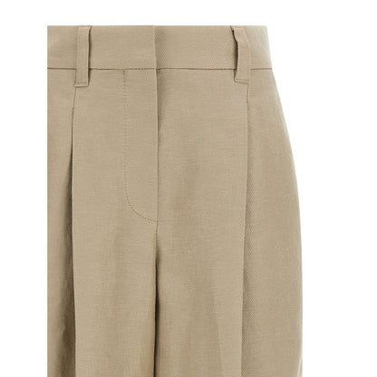 Brunello Cucinelli Beige Linen Casual Pants