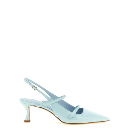 Alexandre Birman Blue Cowhide Mid Heel Pumps