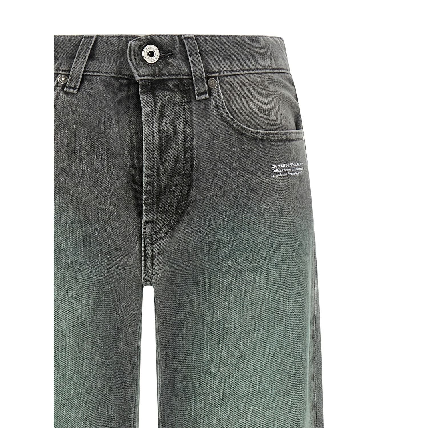 Off-White Gray Cotton Jeans Denim