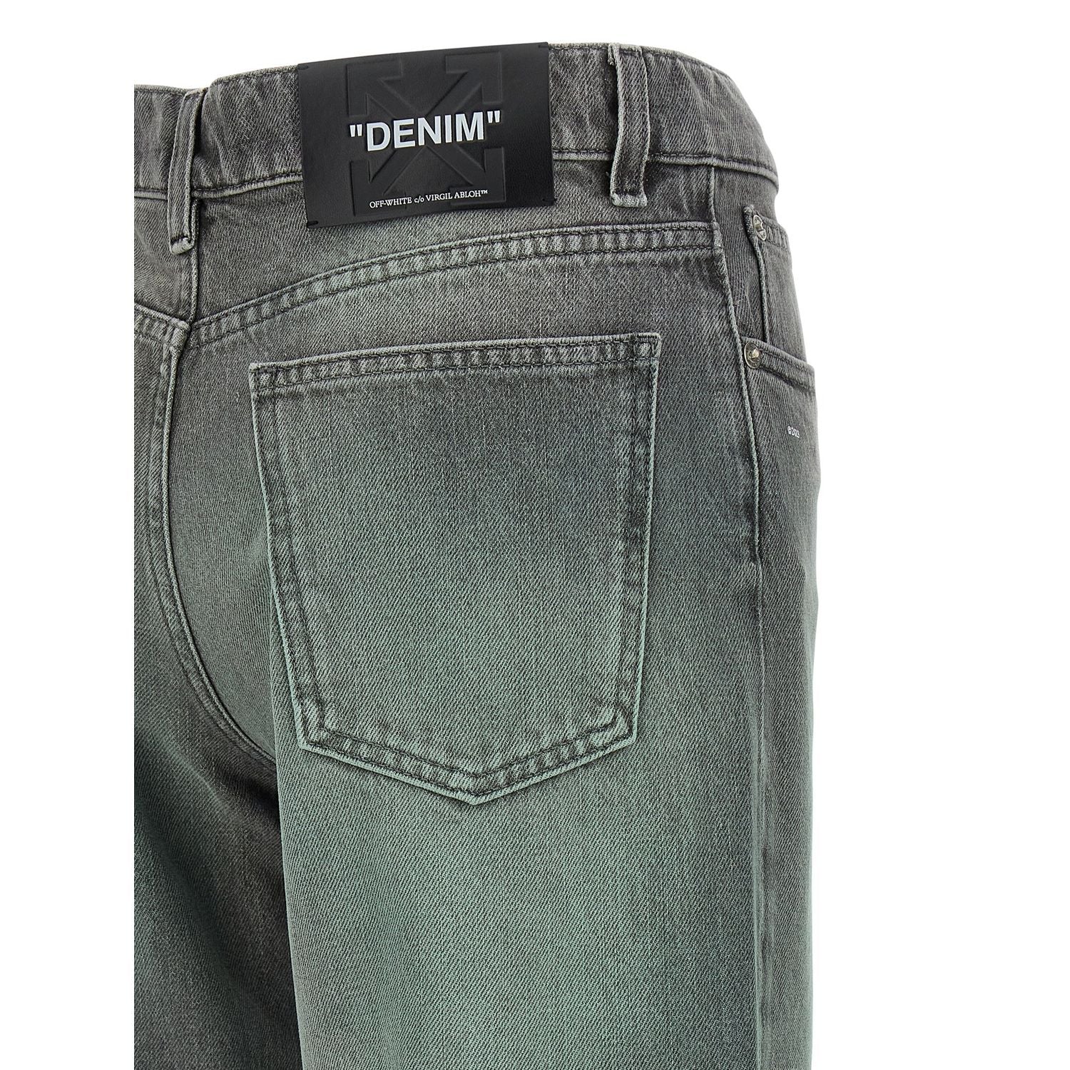 Off-White Gray Cotton Jeans Denim