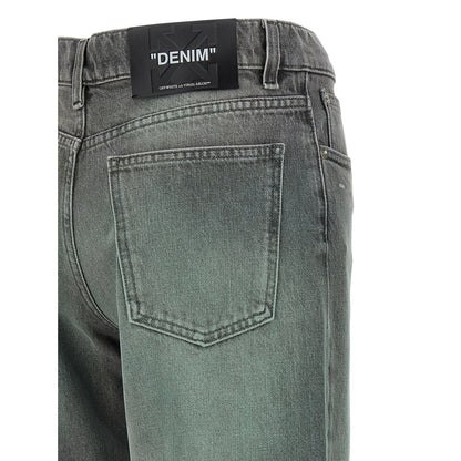 Off-White Gray Cotton Jeans Denim