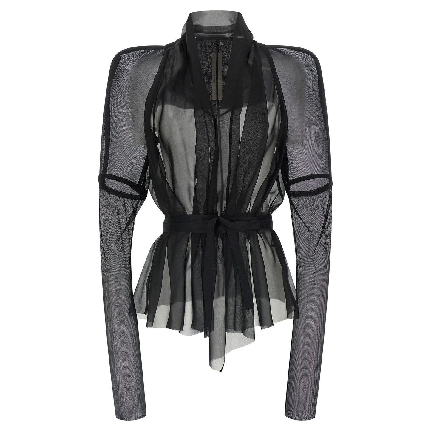 Rick Owens Black Silk Full-Length Jacket