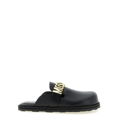 Moschino Black Calfskin Clogs