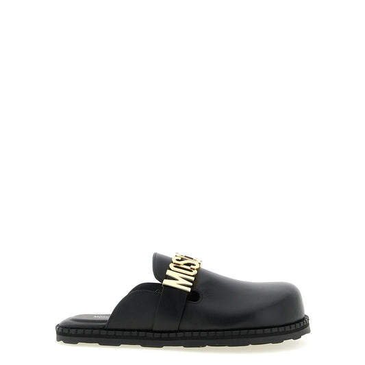 Moschino Black Calfskin Clogs