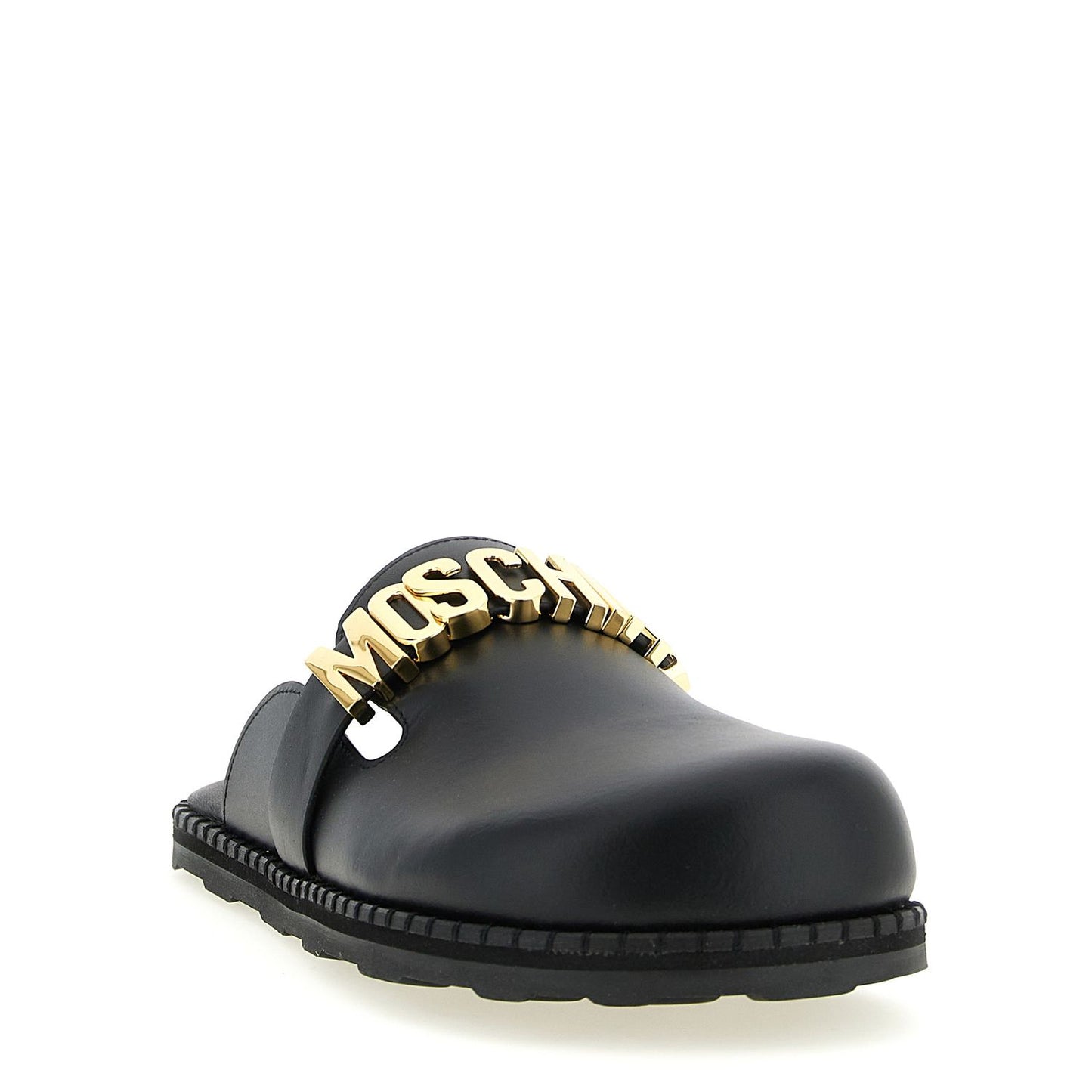 Moschino Black Calfskin Clogs
