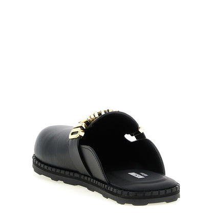 Moschino Black Calfskin Clogs