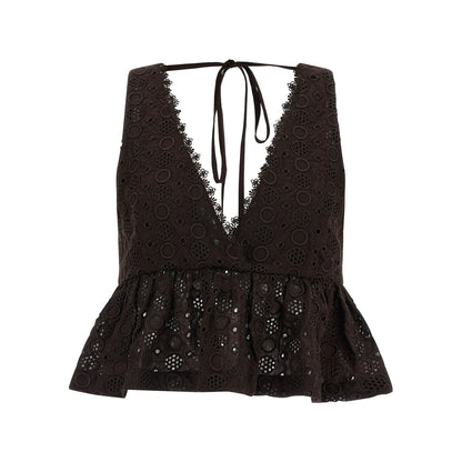 PINKO Brown Cotton Blouse
