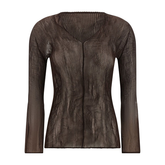 Issey Miyake Brown Polyester Blouse
