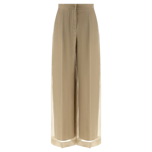Max Mara Beige Silk Casual Pants