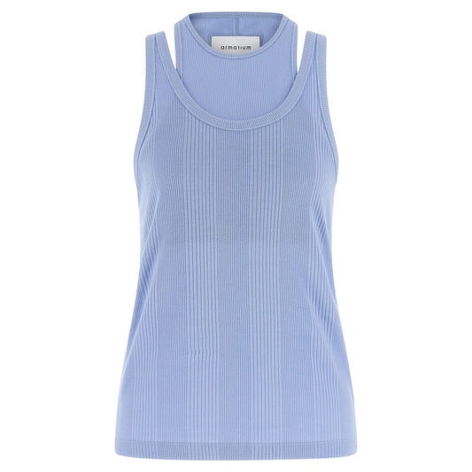 Armarium Blue Cotton Sleeveles T-Shirt